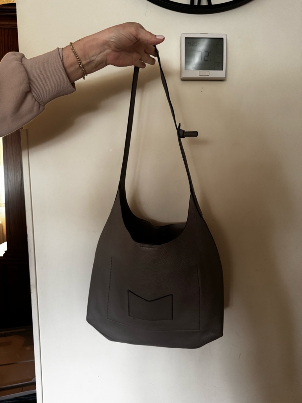 Michael Kors Gray Pebbled Leather Shoulder Hobo - Picture 2 of 3